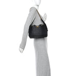 Washed Denim Quilted Small Chanel 25 Handbag Black