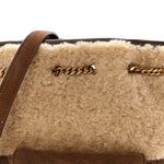Shearling Suede Monogram Joe Nano Bucket Bag Dark Cigar Natural Beige