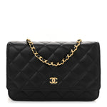 Caviar Quilted Wallet on Chain WOC Black