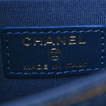Denim Quilted Double You Card Holder On Chain Blue