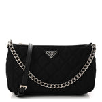 Nylon Tessuto Impuntu Quilted Crossbody Bag Black