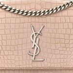 Calfskin Crocodile Embossed Medium Monogram Sunset Rose Antic