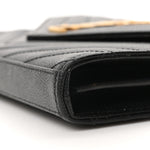 Grain De Poudre Matelasse Chevron Monogram Envelope Chain Wallet Black