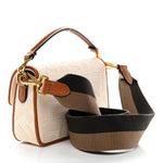 Canvas Vitello King Bi-Color Strap FF Embroidered Mini Baguette Grezzo Brandy Cuoio