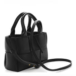 Grained Calfskin Intrecciato Mini Arco Tote Black