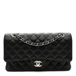 Caviar Quilted Medium Double Flap Black
