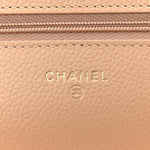 Caviar Quilted Wallet on Chain WOC Beige