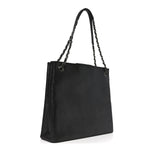 Iridescent Calfskin CC Large North South Shopping Tote Black