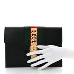 Calfskin Small Sylvie Wristlet Clutch Black