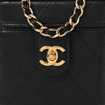 Lambskin Quilted Vanity Clutch With Chain Black