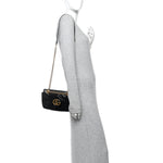 Calfskin Matelasse Small GG Marmont Shoulder Bag Black