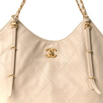 Calfskin Quilted Small Shopping Bag Beige