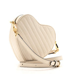 Calfskin Matelasse Diagonal Mini Interlocking G Heart Shoulder Bag Mystic White