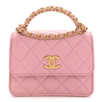 Lambskin Quilted Pick Me Up Mini Wallet On Chain Light Pink