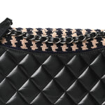 Tweed Calfskin Quilted Ballerine Flap Black Navy Beige