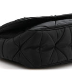 Re-Nylon Quilted Padded Flap Shoulder Bag Black