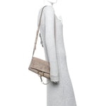 Suede Calfskin Small Faye Shoulder Bag Motty Grey