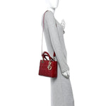Patent Cannage Small Lady Dior Cherry Red