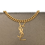 Grained Metallic Calfskin Monogram Chain Wallet Bronze