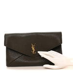 Grained Lambskin Large Cassandre Envelope Pouch Light Musk