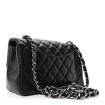 Lambskin Quilted Mini Rectangular Flap Black