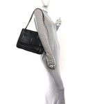 Grained Lambskin Monogram Large Niki Chain Satchel Black