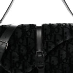 Oblique Mink Fur Saddle Soft Bag Dark Grey