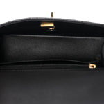 Patent Quilted Mini Top Handle Rectangular Flap Black