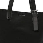 Canvas Calfskin T-Bar Shopping Bag Black