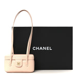 Shiny Caviar Preppy Coco Long Vanity With Strap Light Pink