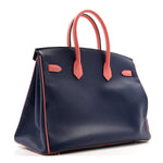 Epsom Horseshoe Birkin 35 Bleu Saphir Flamingo