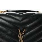 Calfskin Y Quilted Monogram Medium Loulou Chain Satchel Black