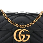 Calfskin Matelasse Super Mini GG Marmont Shoulder Bag Black