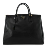 Saffiano Lux Extra Large Galleria Double Zip Tote Black