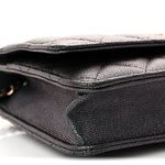 Iridescent Caviar Quilted Wallet on Chain WOC Dark Blue