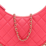 Lambskin Quilted Small Hobo Bag Pink