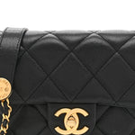 Caviar Quilted Mini Twist Your Buttons Flap Black