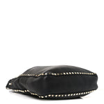 Pebbled Calfskin Large Rockstud Flip-Lock Messenger Bag Black