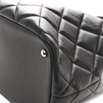 Lambskin Quilted Chic and Soft Shopping Tote Black