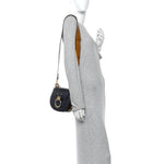 Calfskin Crocodile Embossed Small Tess Bag Full Blue
