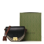 GG Supreme Monogram Calfskin Small Padlock Messenger Shoulder Bag Beige Black Cuir