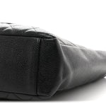 Caviar Quilted Petit Shopping Tote PST Black
