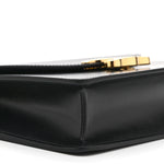 Shiny Calfskin Triomphe Margo Wallet on Chain Black