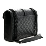 Grain De Poudre Textured Mixed Matelasse Triquilt Medium Monogram Monochrome Satchel Black