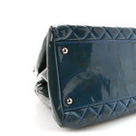 Patent Quilted Large Just Mademoiselle Bowling Bag Dark Blue