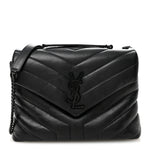 Calfskin Y Quilted Monogram Monochrome Small Loulou Chain Satchel Black