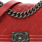 Caviar Quilted Small Boy Flap Dark Red