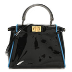 Patent Mini Plexi Handle Peekaboo Iconic Satchel Black Blue