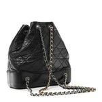Aged Calfskin Quilted Small Gabrielle Backpack Black