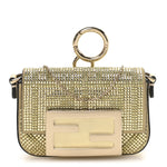 Crystal Vitello Laminato FF Nano Maxi Buckle Baguette Charm Light Gold